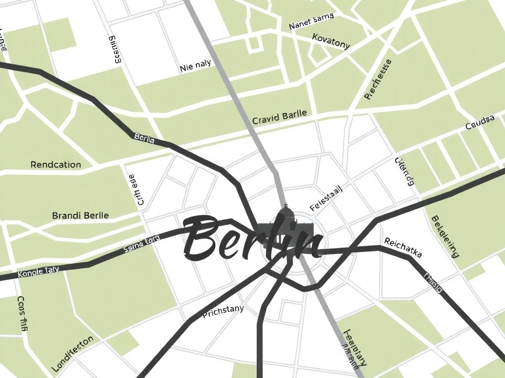 Abstrakte Karte von Berlin mit stilisierten Straßen und Gebäuden